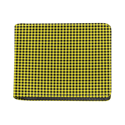 Yellow And Black Check Pattern Print Bifold Wallet