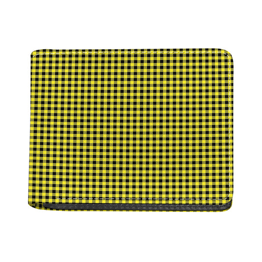 Yellow And Black Check Pattern Print Bifold Wallet