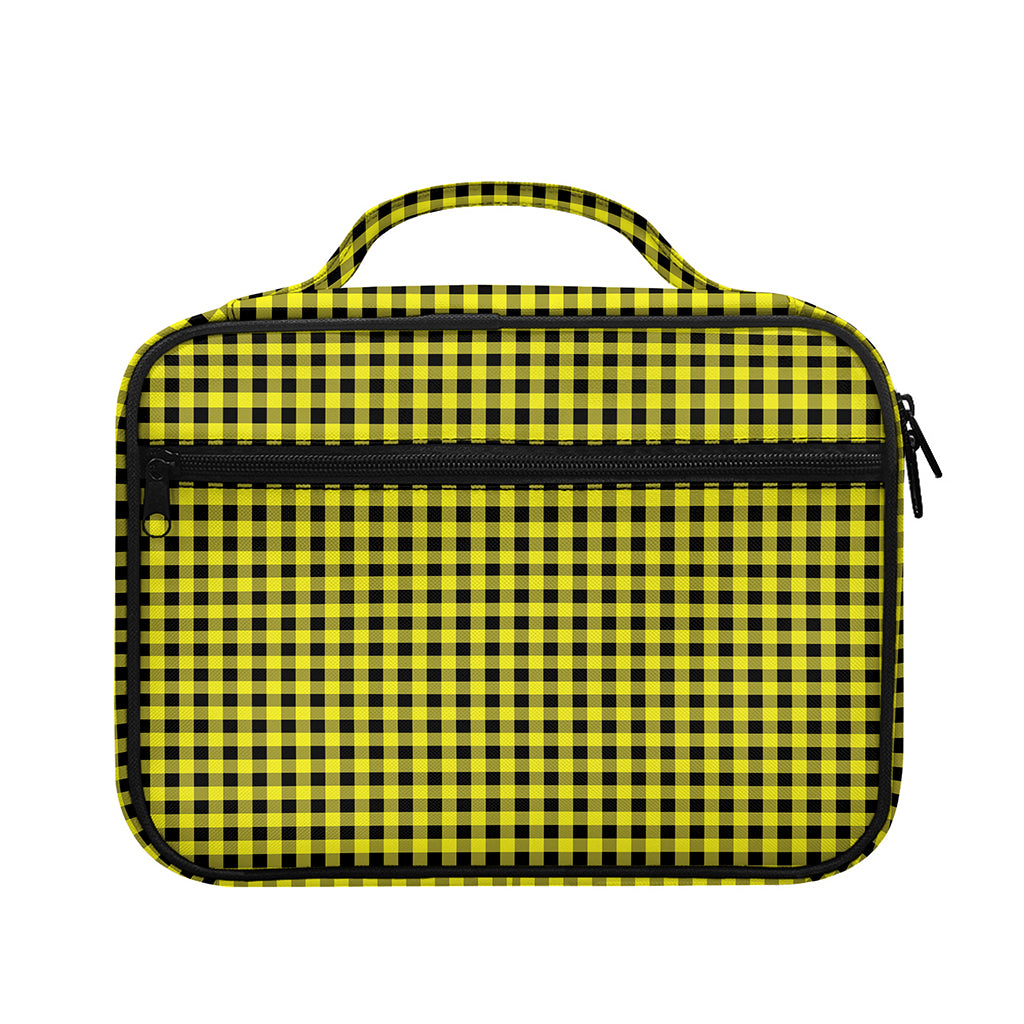Yellow And Black Check Pattern Print Briefcase Bible Bag