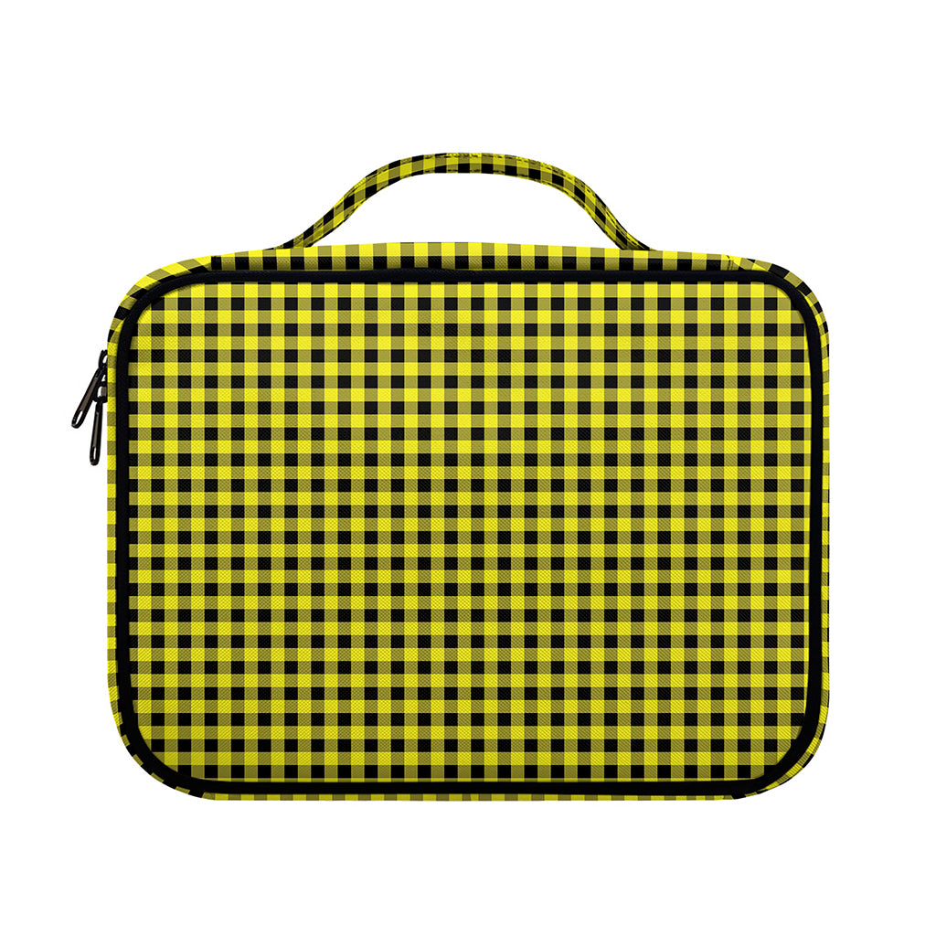 Yellow And Black Check Pattern Print Briefcase Bible Bag