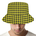 Yellow And Black Check Pattern Print Bucket Hat