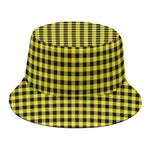 Yellow And Black Check Pattern Print Bucket Hat