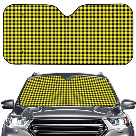 Yellow And Black Check Pattern Print Car Windshield Sun Shade