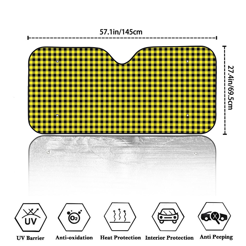 Yellow And Black Check Pattern Print Car Windshield Sun Shade