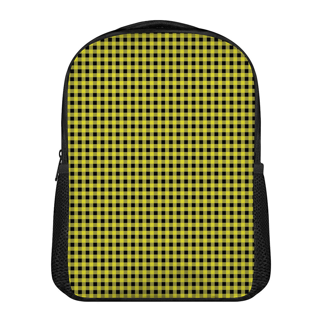 Yellow And Black Check Pattern Print Casual Backpack