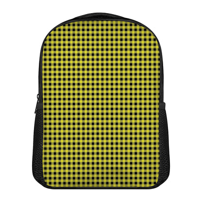 Yellow And Black Check Pattern Print Casual Backpack