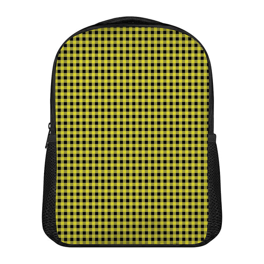 Yellow And Black Check Pattern Print Casual Backpack