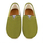 Yellow And Black Check Pattern Print Casual Shoes