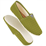 Yellow And Black Check Pattern Print Casual Shoes