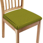 Yellow And Black Check Pattern Print Chair Cushion Cover