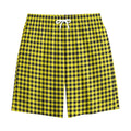 Yellow And Black Check Pattern Print Cotton Shorts