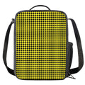 Yellow And Black Check Pattern Print Crossbody Lunch Bag