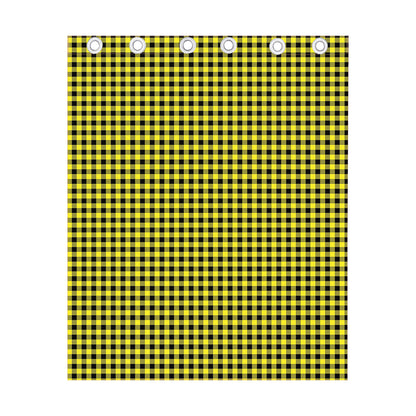 Yellow And Black Check Pattern Print Curtain