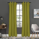 Yellow And Black Check Pattern Print Curtain