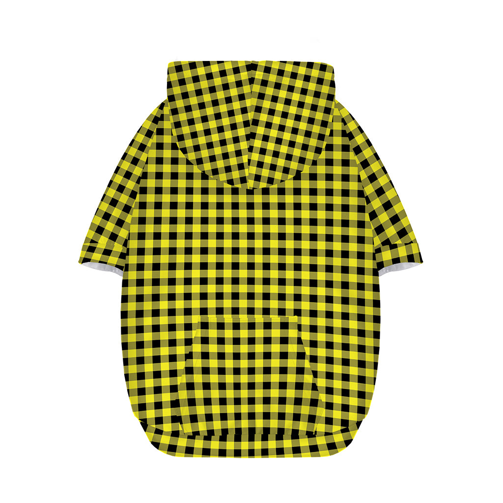 Yellow And Black Check Pattern Print Dog Zip Up Hoodie