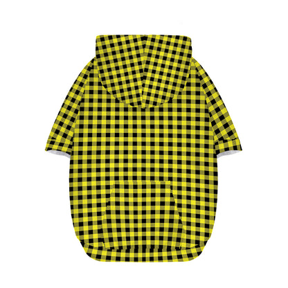 Yellow And Black Check Pattern Print Dog Zip Up Hoodie