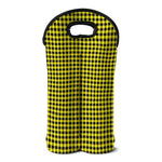 Yellow And Black Check Pattern Print Double Neoprene Wine Tote
