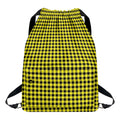 Yellow And Black Check Pattern Print Drawstring Backpack