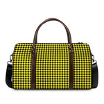 Yellow And Black Check Pattern Print Duffle Bag