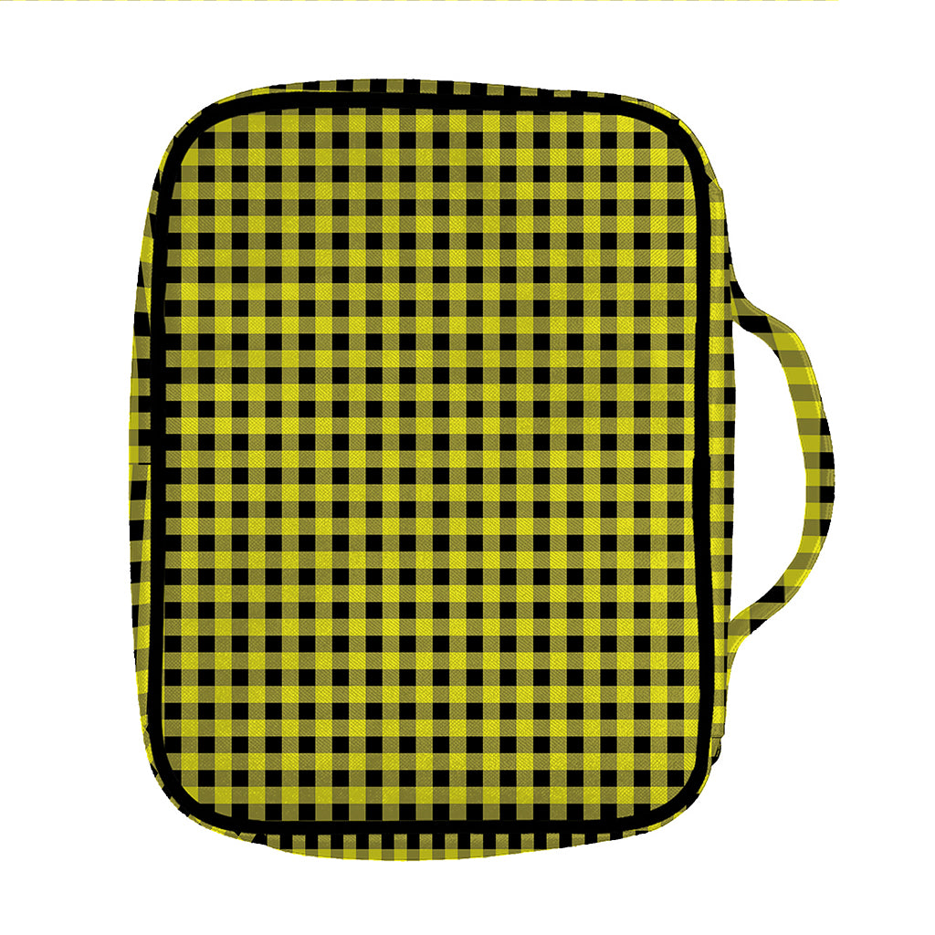 Yellow And Black Check Pattern Print Front Pocket Bible Bag