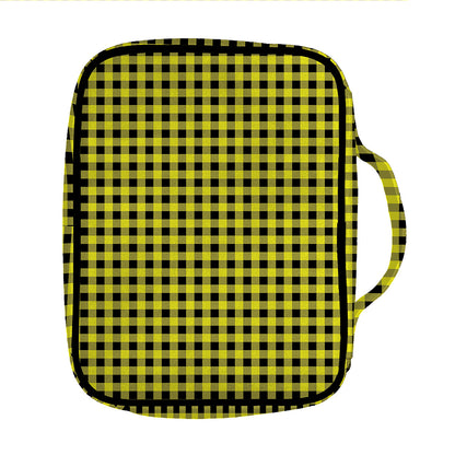 Yellow And Black Check Pattern Print Front Pocket Bible Bag