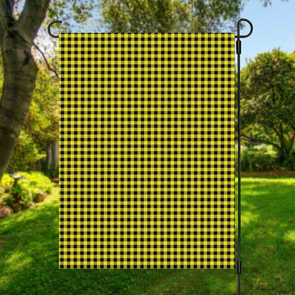 Yellow And Black Check Pattern Print Garden Flag