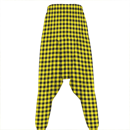 Yellow And Black Check Pattern Print Hammer Pants