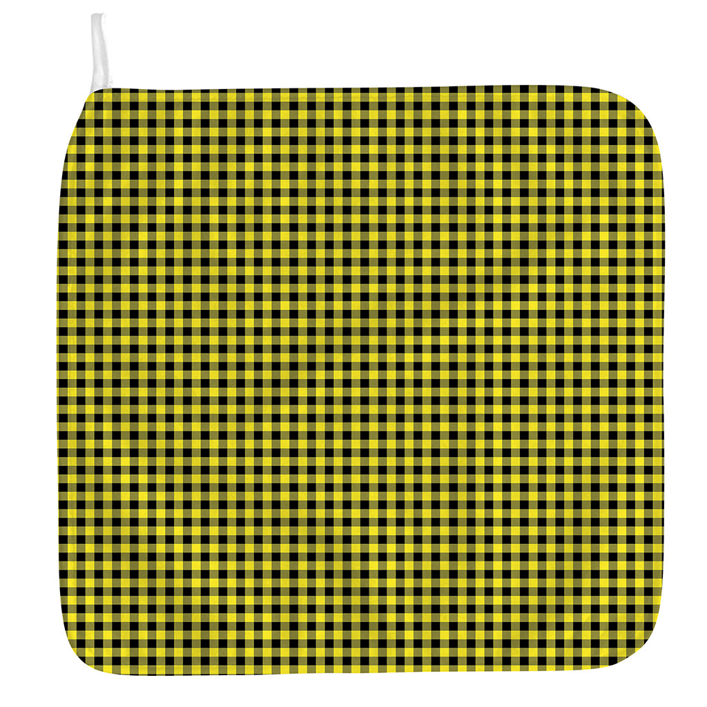 Yellow And Black Check Pattern Print Hand Towel