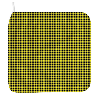 Yellow And Black Check Pattern Print Hand Towel