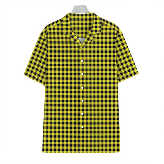 Yellow And Black Check Pattern Print Hawaiian Shirt