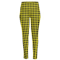 Yellow And Black Check Pattern Print High-Waisted Pocket Leggings