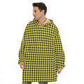 Yellow And Black Check Pattern Print Hoodie Blanket