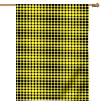 Yellow And Black Check Pattern Print House Flag