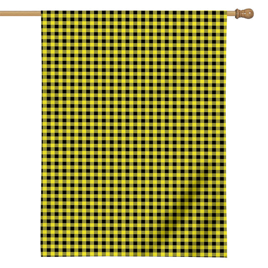 Yellow And Black Check Pattern Print House Flag