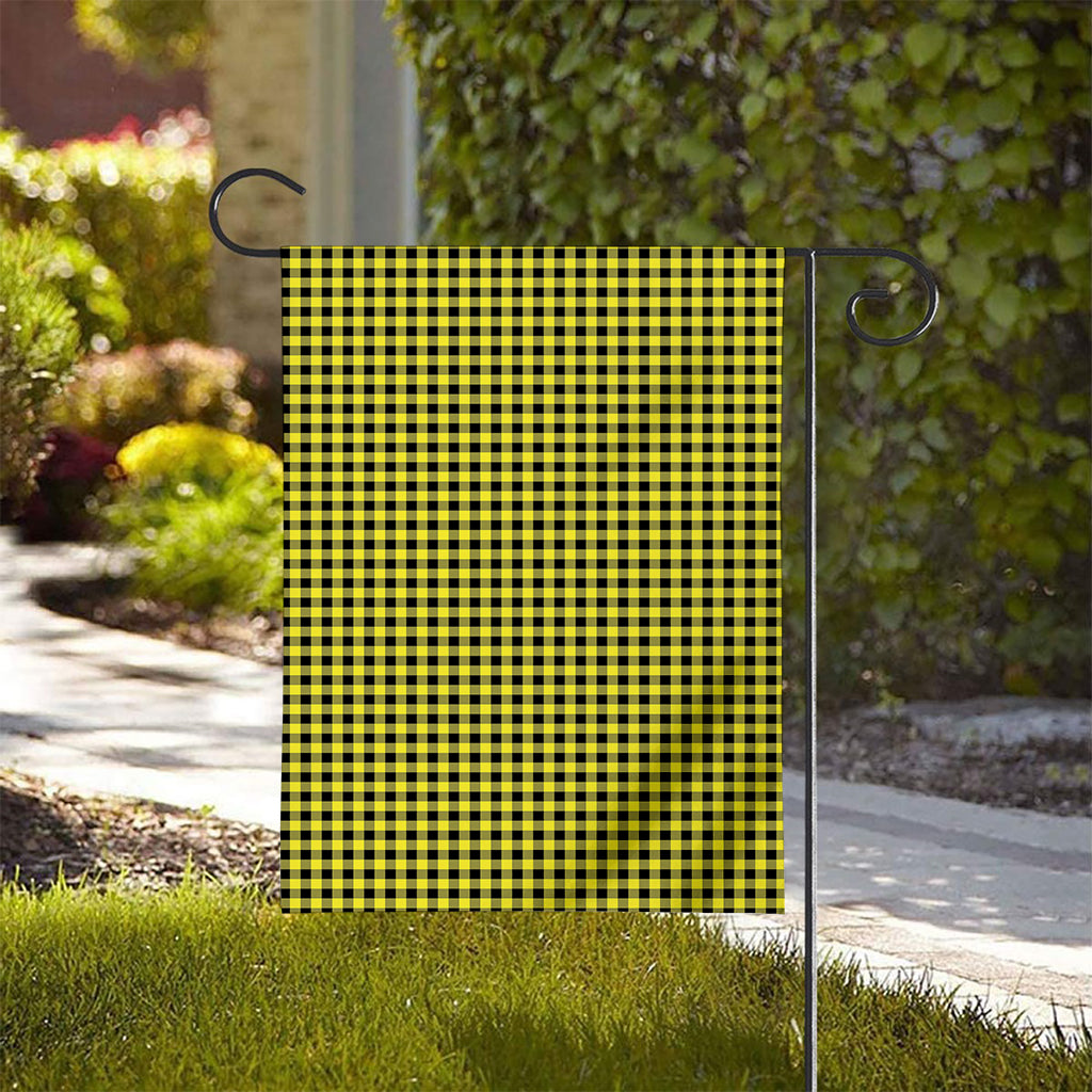 Yellow And Black Check Pattern Print House Flag