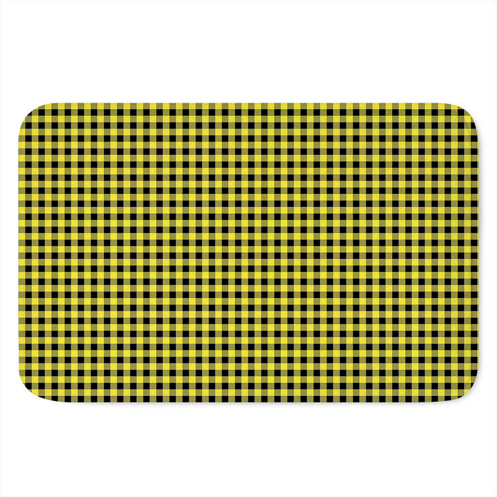 Yellow And Black Check Pattern Print Indoor Door Mat