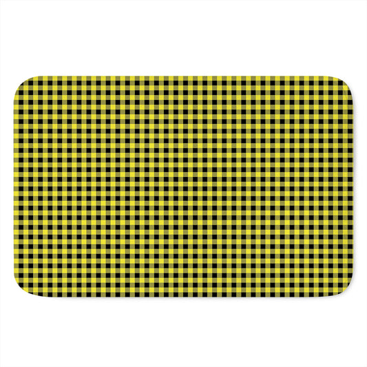 Yellow And Black Check Pattern Print Indoor Door Mat