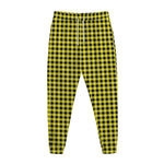 Yellow And Black Check Pattern Print Jogger Pants