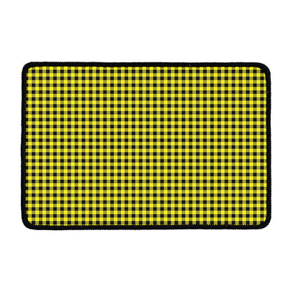 Yellow And Black Check Pattern Print Kitchen Mat
