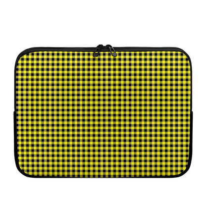 Yellow And Black Check Pattern Print Laptop Sleeve