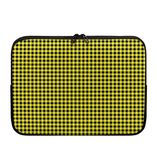 Yellow And Black Check Pattern Print Laptop Sleeve
