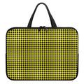 Yellow And Black Check Pattern Print Laptop Sleeve With Handle