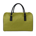 Yellow And Black Check Pattern Print Leather Duffel Bag