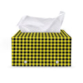 Yellow And Black Check Pattern Print Leather Tissue Box Cover