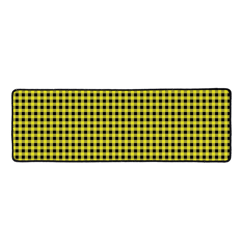 Yellow And Black Check Pattern Print Long Kitchen Mat
