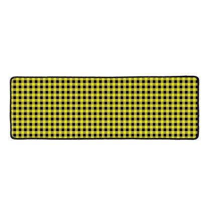 Yellow And Black Check Pattern Print Long Kitchen Mat