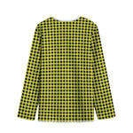 Yellow And Black Check Pattern Print Long Sleeve Short Coat