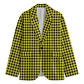 Yellow And Black Check Pattern Print Men's Blazer