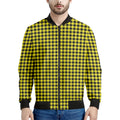 Yellow And Black Check Pattern Print Men's Bomber Jacket