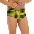Yellow And Black Check Pattern Print Men's Briefs